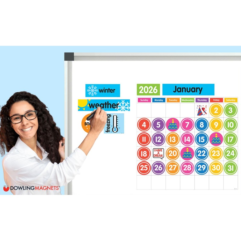 Dowling Magnets Magnet Tools Giant Magnetic Calendar Set, 94 Pieces.
