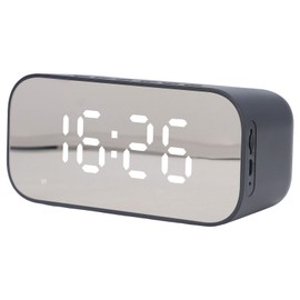 Alarm Clock Radio, 1200mAh Portable Bluetooth 5.0 & Dual Alarms FM Radio Speaker, 3-Level Dimmer & Temperature Display for Bedroom/Office (Black)