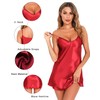 Lovasy Satin Nightdress Women's Negligee Sexy Black Short Chemise Spaghetti