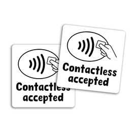 2 x 10cm We Accept Contactless Vinyl Stickers - Card Payments Shop Sign Money Small Business Hotel Taxi Credit Labels Sticker #81677