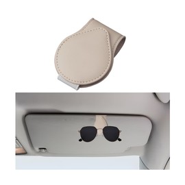 Mandark Magnetic Sunglass Holder for Car Visor, Leather Vehicle Eyeglass Hanger Clip, Automotive Interior Ticket Card Glasses Organizer Clamp Accessories, Universal for SUV, Sedan, Truck(Beige)