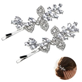 Silver Rhinestone Hair Clips, Elegant Crystal Bridal Hair Accessories
