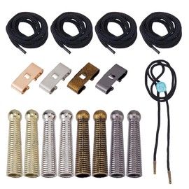 SUPERFINDINGS 12-Piece Bolo Ties Making Set Including 4 Strands Round Nylon Cords Bolo Tie Tips Replacement End Caps Bolo Ties Slide Fasteners Accessories