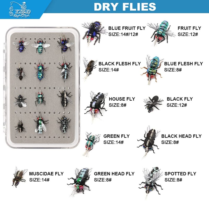 YZD Realistic Trout Hand Tie Fly Fishing Flies Collection Dry