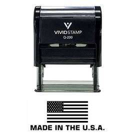 MADE in The USA (FLAG) Self Inking Rubber Stamp (Black Ink) - Medium