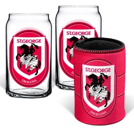 St George Dragons NRL Rugby League Can Glasses and Can Cooler