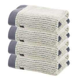 sourcing map 4 Pcs Bathroom Hand Towels Dark Grey Soft Absorbent Face Towels Cotton Wash Cloths 13 x 29 Inch Kitchen Hand Towels for Bathroom Gym Drying Hand Face Hair (Vertical Stripe)