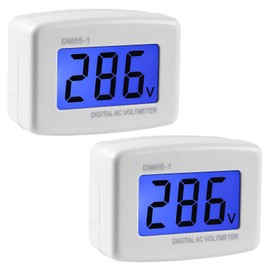 Diitao 2PCS AC 80-300V LCD Digital Voltmeter,Flat US Plug Voltage Measuring Monitor AC 110V 220V Voltage Panel Power Volt Test Monitor Gauge Meter