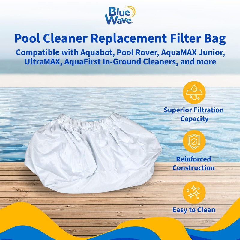 Blue Wave Aquafirst & Aquabot Pool Cleaner Replacement Filter Bag,White