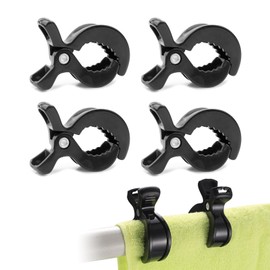 Pack of 4 Pushchair Clips, Pushchair Clips, Pushchair Clips, Universal Clip for Attaching Toys for Deckchairs, Wheelchairs, Pushchairs (Black)
