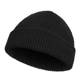 Trawler Winter Beanie Hat Thermal Fisherman Baseball Cap Knitted Warm Head Warmer Skullcap Turn Over Cuff Watch Hat Unisex Black