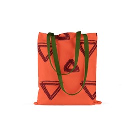 Le Jardin du Lin Printed Shopping Bag with Green Long Handles, Reusable Bag, Foldable, Fabric Bag, Size: 34 x 40 cm