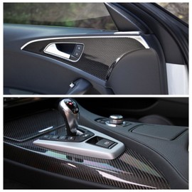 DIYAH High Gloss 6D Black Carbon Fiber Vinyl Wrap Sticker with Air Release Bubble Free Anti-Wrinkle (96" X 60" / 8FT X 5FT)