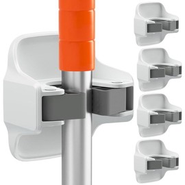 5 Pack Broom Holder Wall Mount Mop Grippers No Drilling Self Adhesive Anti-Slip Mop Handle Hanger Dustpan and Broom Organizer-White - Color: White, Size: 5 Pack 1Rack