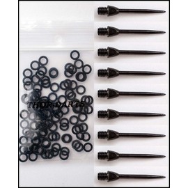 THOR-DARTS ®™ 100 Rubber Rings + 9 Steel Tips Converter (Black/Black, 9 Pieces/3 Set)