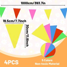 Wimpelkette Outdoor 4 Stück – 40 Meter Gesamtlänge, Bunte Wimpel Girlande Wetterfest für Geburtstag, Hochzeit, Garten und Party Deko
