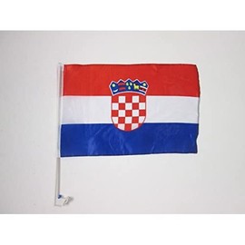 Croatia Car Flag 18'' x 12'' - Croatian Car flags 30 x 45cm - Banner 18x12 INCHES PLASTIC STICK - AZ FLAG