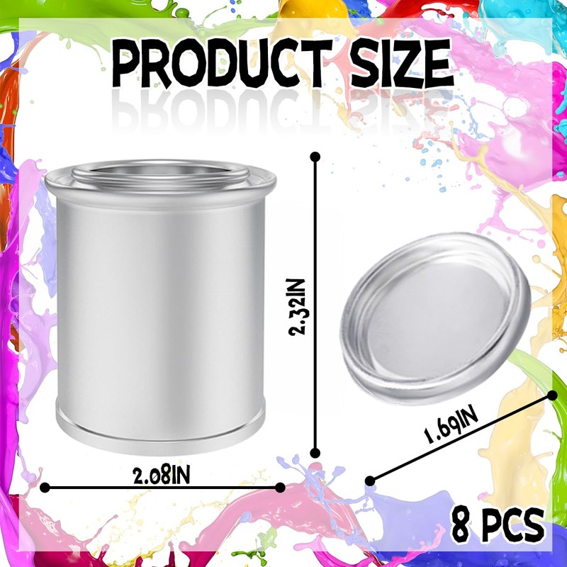 Esamploe 8 Pack Empty Metal Paint Cans with Lids(1/4 Pint