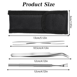 HJZHII 3PCS Tick Removal Tweezers, Stainless Steel Tick Remover Tool with Storage Bag Ticks Remover Safe Ticks Removers Kit for Pet Dog Cat Horses Human