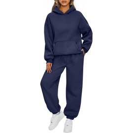 AUTOMET Sweatsuits Women 2 Piece Outfit Lounge Two Piece Sets Fall Fashion 2025 Tracksuits Oversized Sweatshirt and Sweatpants Casual Teen Girls Clothing Navy S