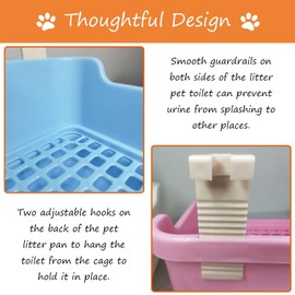 PINVNBY Large Rabbit Litter Box Deep Bunny Corner Toilet Box Double-Deck Small Animal Potty Trainer with Hooks for Adult Guinea Pig Chinchilla Ferret Chipmunk(White)