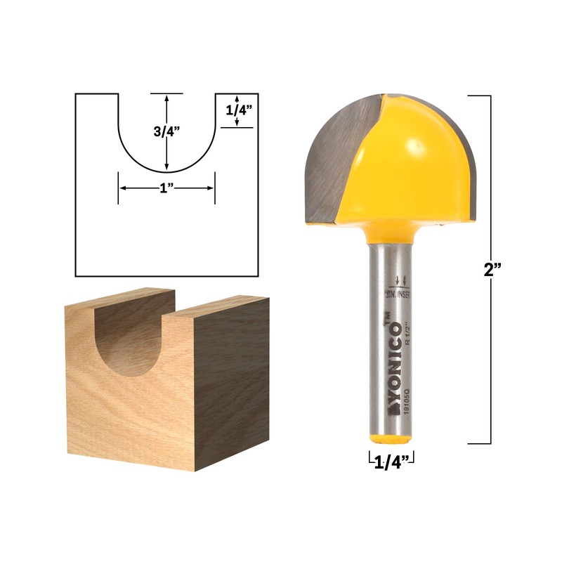 YONICO 19105q 1-Inch Diameter Core Box Router Bit 1/4-Inch Shank