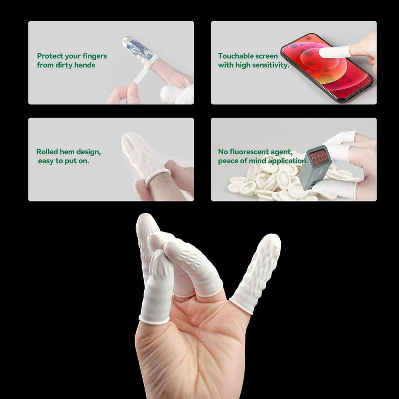 AIMEKE Pack of 1000 Latex Finger Cots Natural Antistatic Gloves