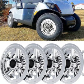 Aftermarket Set of 4 Wheel Covers Hub Caps 8" Silver for Yamaha EZ-GO Club Car Golf Cart