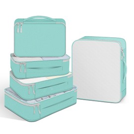 MOFELON Packing Cubes for Suitcase, 5PCS Travel Packing Cubes, Luggage Packing Organizers, Suitcase Organiser bags,Travel Essential Bag Clothes Storage Bags Includes 1 XL, 1 L, 2 M, 1 S- Green