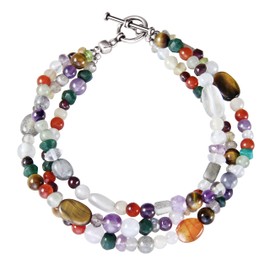 Franki Baker Colourful Multi-gemstone Beads & 925 Sterling Silver Delicate Bracelet. Size: 18cm