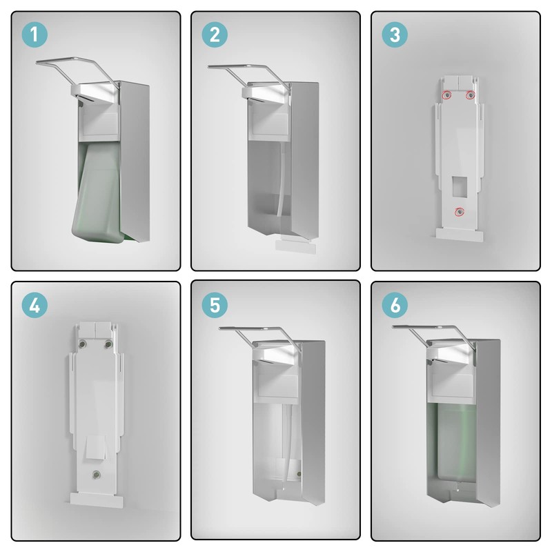 HOUSEHOLD WORLD Eurospender, Wall Mounted Soap Dispenser with Elbow Print