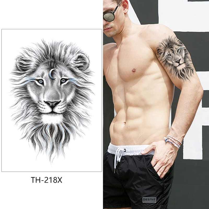 Temporary Lion Tattoo Arm Tattoo Fake Tattoo 4 Sheets Set