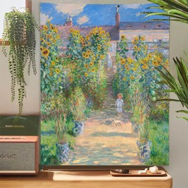 Atrippy Monet Garden Tapestry Wall Hanging, Nature Floral Art Tapestry for Bedroom Aesthetic, The Artist Garden Green Flower Decor Small Tapestries for Living Room Dorm Background (24" X 36")