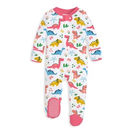 UNIFACO Baby Girl Footed Pajamas 0-3 Months Zipper Sleepers Infant Dinosaur Print Outfit Baby Footie Bodysuit Jumpsuit