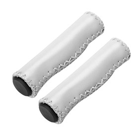 Alomejor 1 Pair of Bicycle Handlebar Grips Hand Stitched PU Handlebar Grips with Connector for MTB BMX Mountain Folding Bike (White)