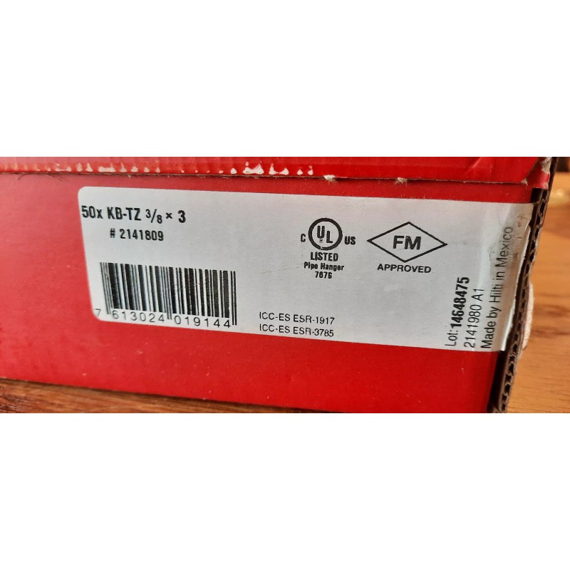 HILTI Anchor Kwik Bolt Nut Concrete Expansion Quantity 10 KB-TZ