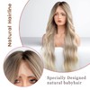 EMMOR Blonde Lace Front Wig Long Wavy Ombre Platinum Blonde