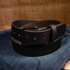 Nohma Leather, Men's Leather Belt, Made in USA, Full-Grain Leather, Casual Everyday Wear Belts, Amish Handmade (Black 5550-GM, 40" (Size 36 Pants) - Check Size Guide)