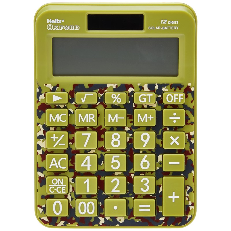 Helix Oxford Camo Basic Calculator - Green