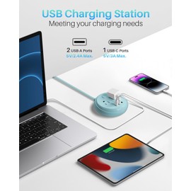 Flat Plug Power Strip with USB C Ports, KOOSLA Travel Extension Cord No Surge Protection - 2 Outlets 3 USB Ports(1250W) - Cruise Essentials for Cruise Ship, Home, Office, Dorm Room, 10ft