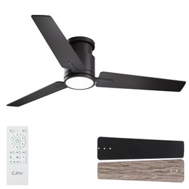CJOY Ceiling Fan with Lights, 52 Inch Low Profile Ceiling Fans with Light and Remote, Reversible DC, Flush Mount, 3CCT，Dimmable, Modern Indoor/Outdoor Design for Bedroom, Living Room, Patio, Kitchen