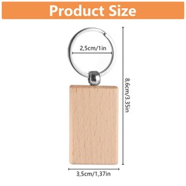 VIDETOL Pack of 35 Wooden Key Chains, Blank Key Fob for Decoration, Painting and Crafts, wood-coloured
