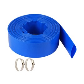 Nicalas 2-Inch x 35FT Pool Backwash Hose – Heavy-Duty PVC Discharge Hose with 2 Stainless Steel Clamps, Burst-Resistant Reinforced Lay-Flat Design for Above Ground Pools, Sump Pump, Filter Drainage