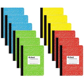 Oxford Composition Notebooks - Composition Notebook Wide Ruled Paper - 9-3/4" x 7-1/2" - Assorted Marble Covers - 100 Sheets - Pack of 12