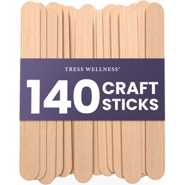 Tress Wellness Craft Sticks for Hair Removal, Premium Splinter-Free Wooden Sticks for Waxing, Wax Stick for Body and Face Waxing, 140 Craft Sticks