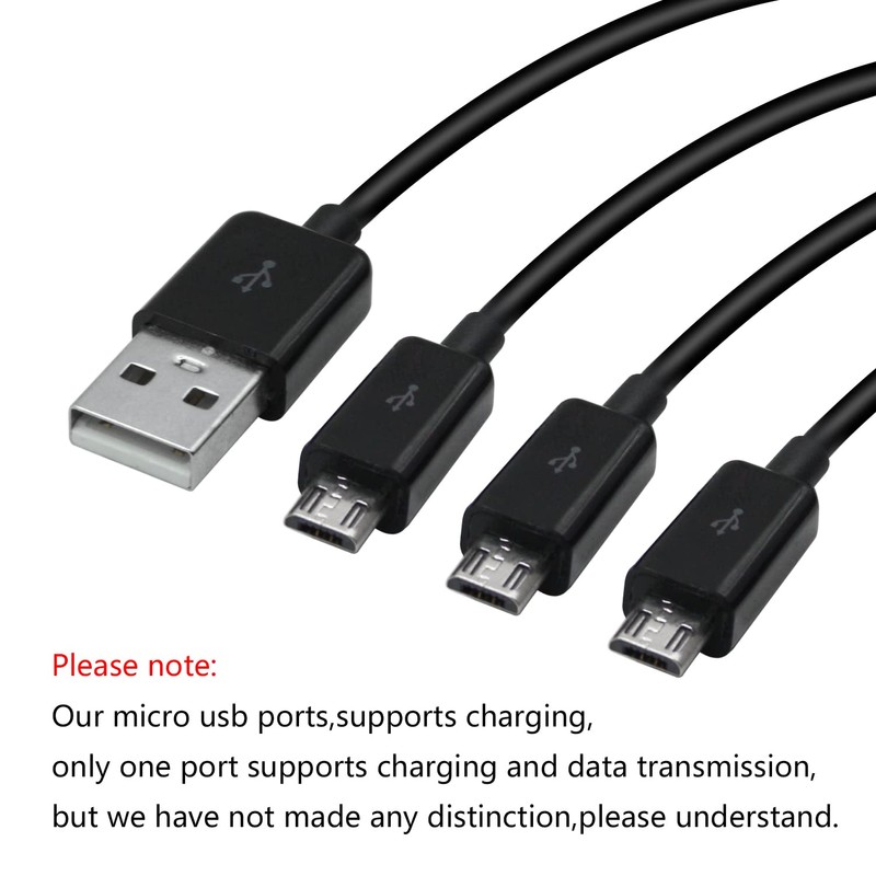 Micro USB Splitter Cable,3 in 1 USB A 2.0 Male