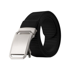 KEYNAT Men's Ratchet Web Belt, 35mm Nylon Automatic Buckle Belt,No Holes Quick Release for Men