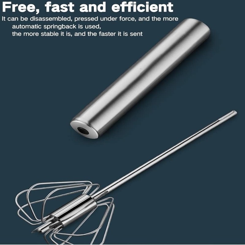 Stainless Steel Semi-Automatic Whisk Egg Whisk Hand Push Rotary Whisk