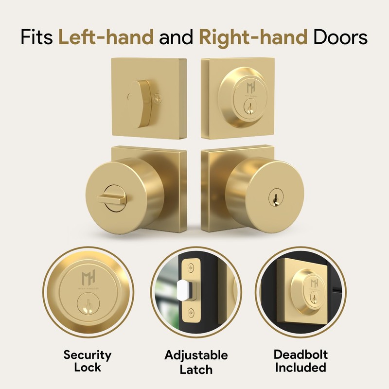 Mega Handles SUANA Entrance Combo, Door Knob and Cylinder Deadbolt