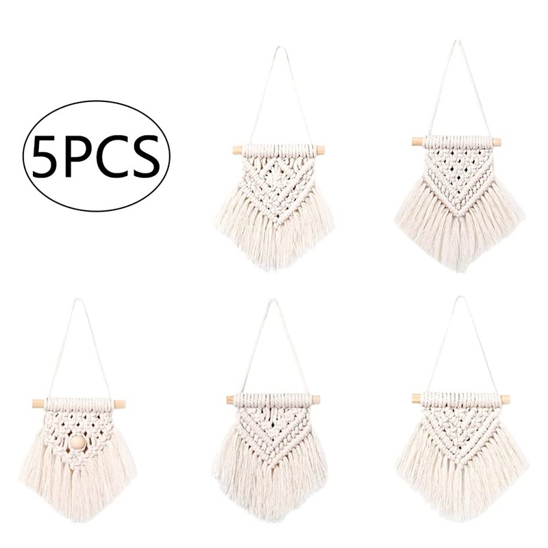 Gotetiso Pack of 5 Macrame Pendants Mini Macrame Wall Hanging